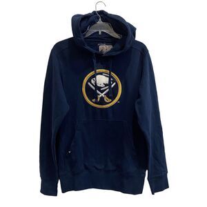 NHL - ANTIQUA - BUFFALO SABRES long sleeved Hoodie - Navy with Emblem sz SMALL